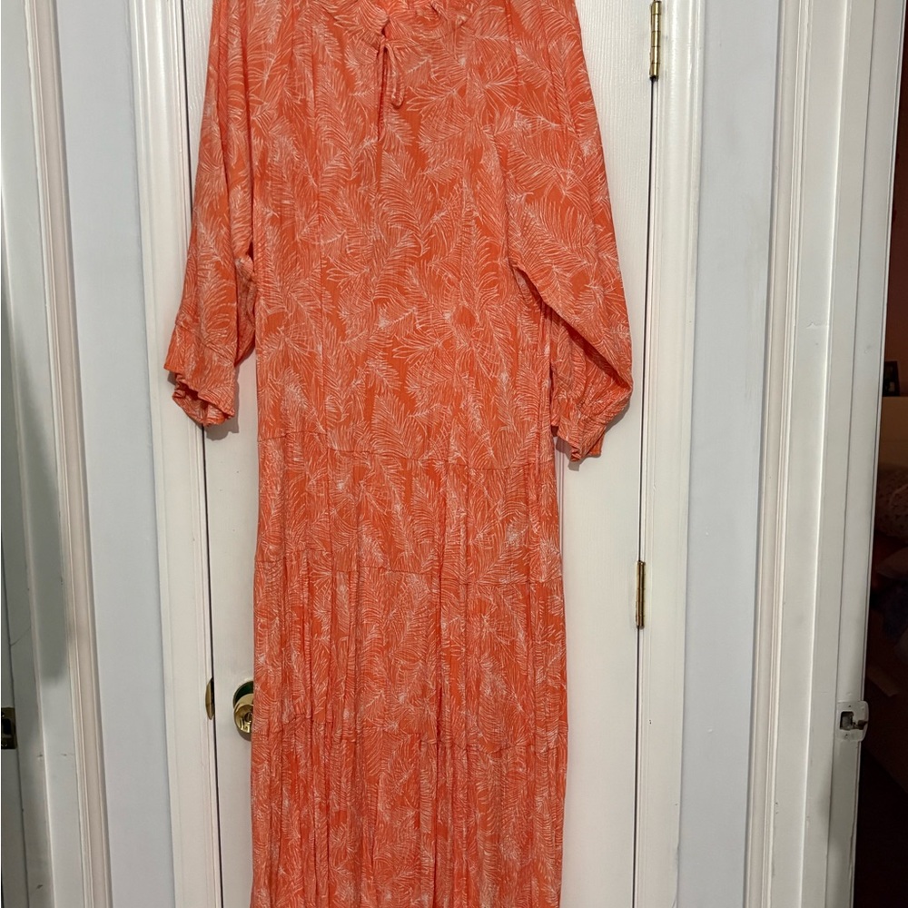 Easel Vibrant Orange Long Sleeve Dress